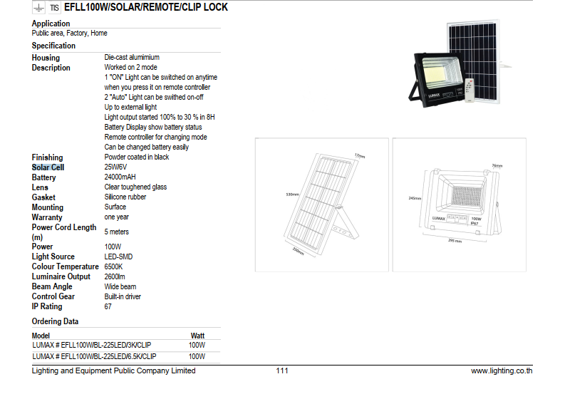 ĐÈN PHA LUMAX#EFLL100/BL-100LED/6.5K-XSXD