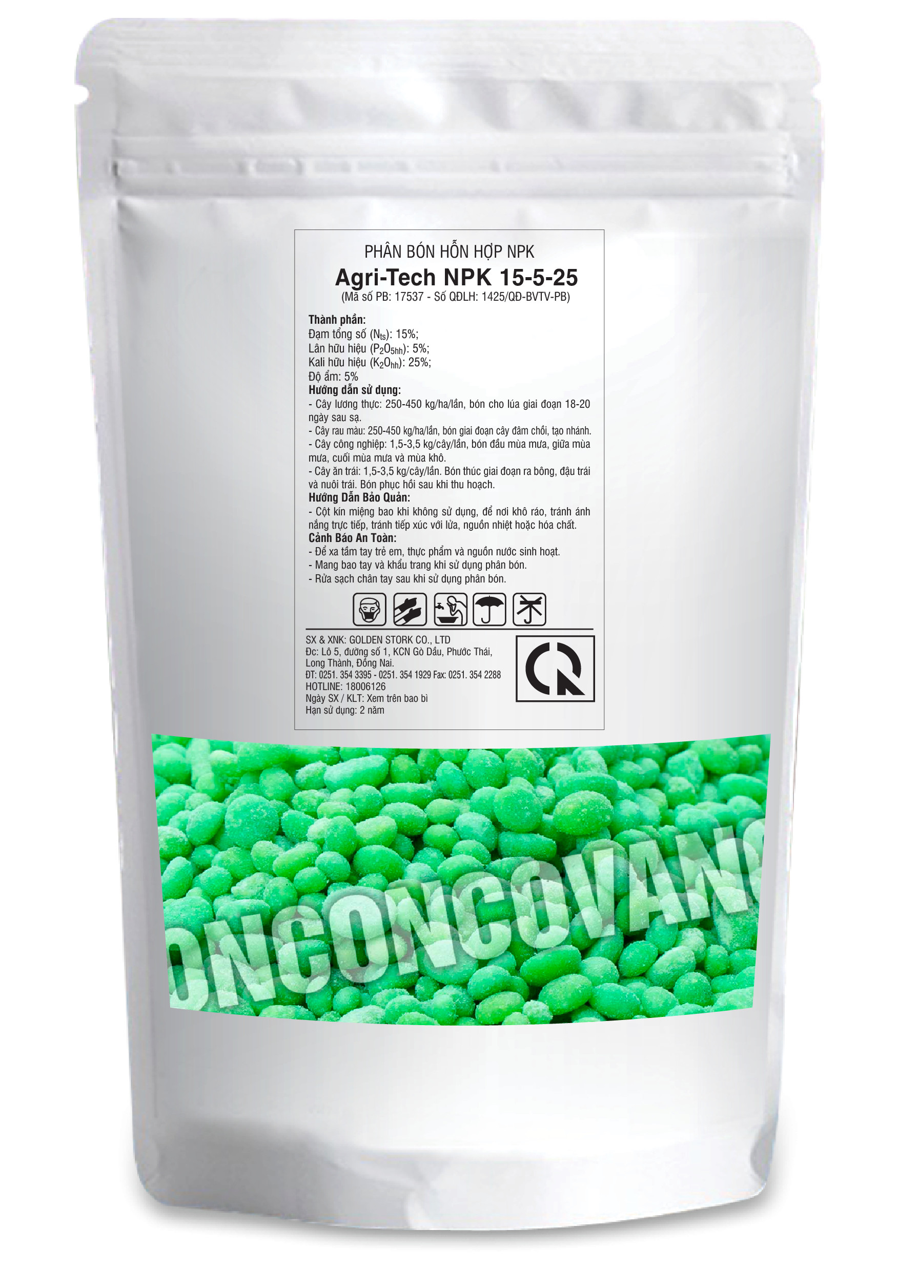 Phân bón Agri-tech NPK 16-16-16 (1kg) (Giao màu ngẫu nhiên)