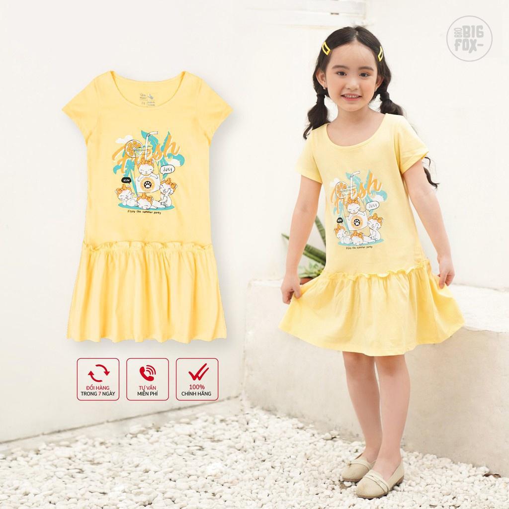 Đầm Cho Bé Gái Miss Meow Tới Size Đại .Váy Cotton Thun Hè Trẻ Em In Hình Mèo 3-11