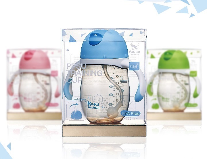 BÌNH UỐNG NƯỚC ỐNG HÚT CÓ TAY CẦM KUKU NHỰA PPSU KU5486 - 200ML