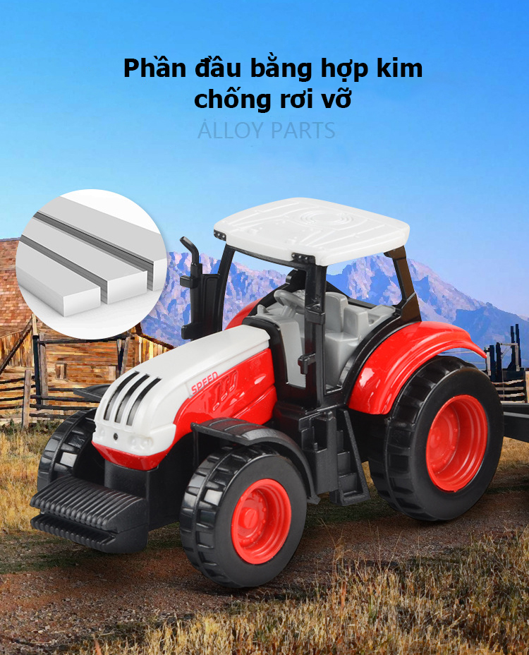 Đồ chơi xee kéo nông trại  No.8807  đầu xe hợp kim mô phỏng vận chuyển, chở gỗ, máy gặt