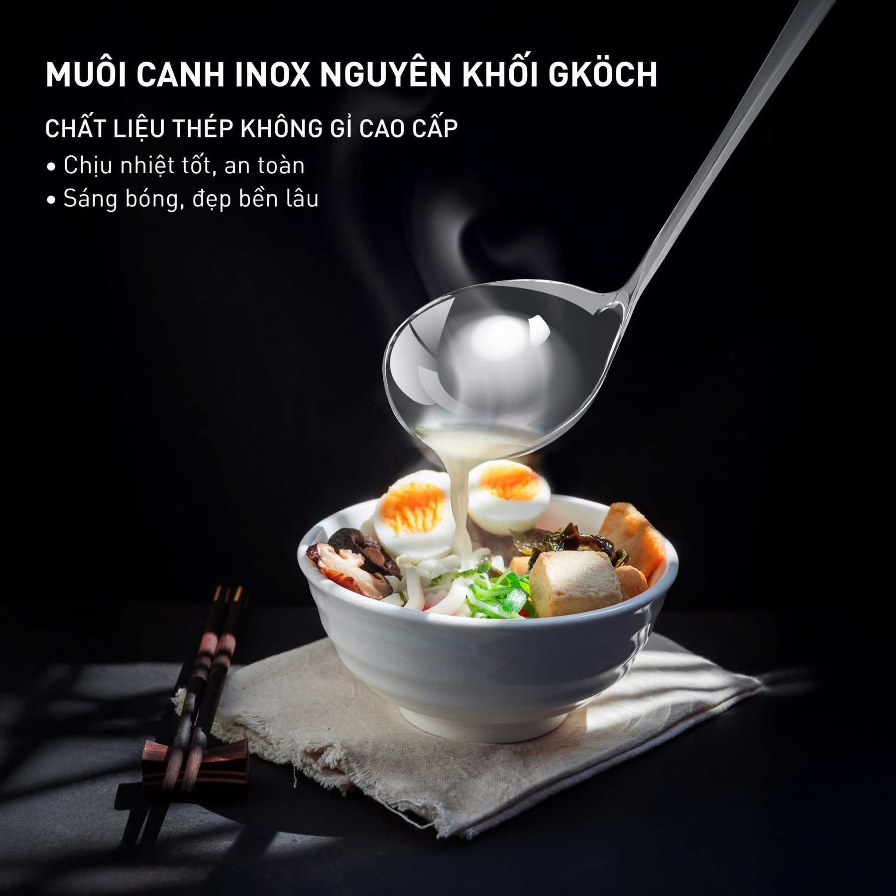 MUÔI CANH INOX NGUYÊN KHỐI GKÖCH DÀI 22,5CM Hàng chính hãng