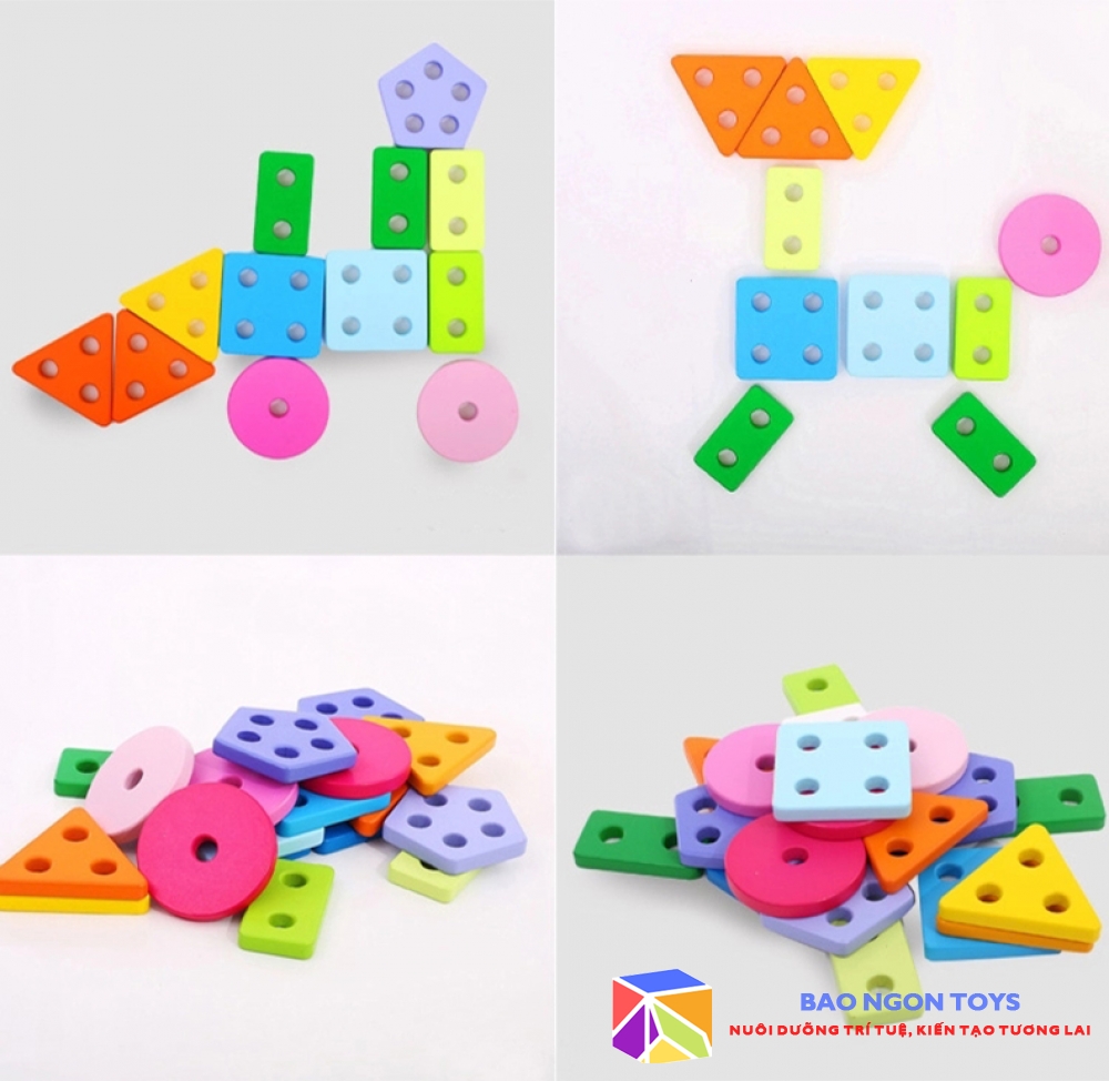 ĐỒ CHƠI GỖ XẾP HÌNH MONTESSORI GIÚP TRẺ HỌC PHÂN LOẠI HÌNH DẠNG VÀ MÀU SẮC, PHÁT TRIỂN VẬN ĐỘNG TINH VÀ NGÔN NGỮ CHO BÉ