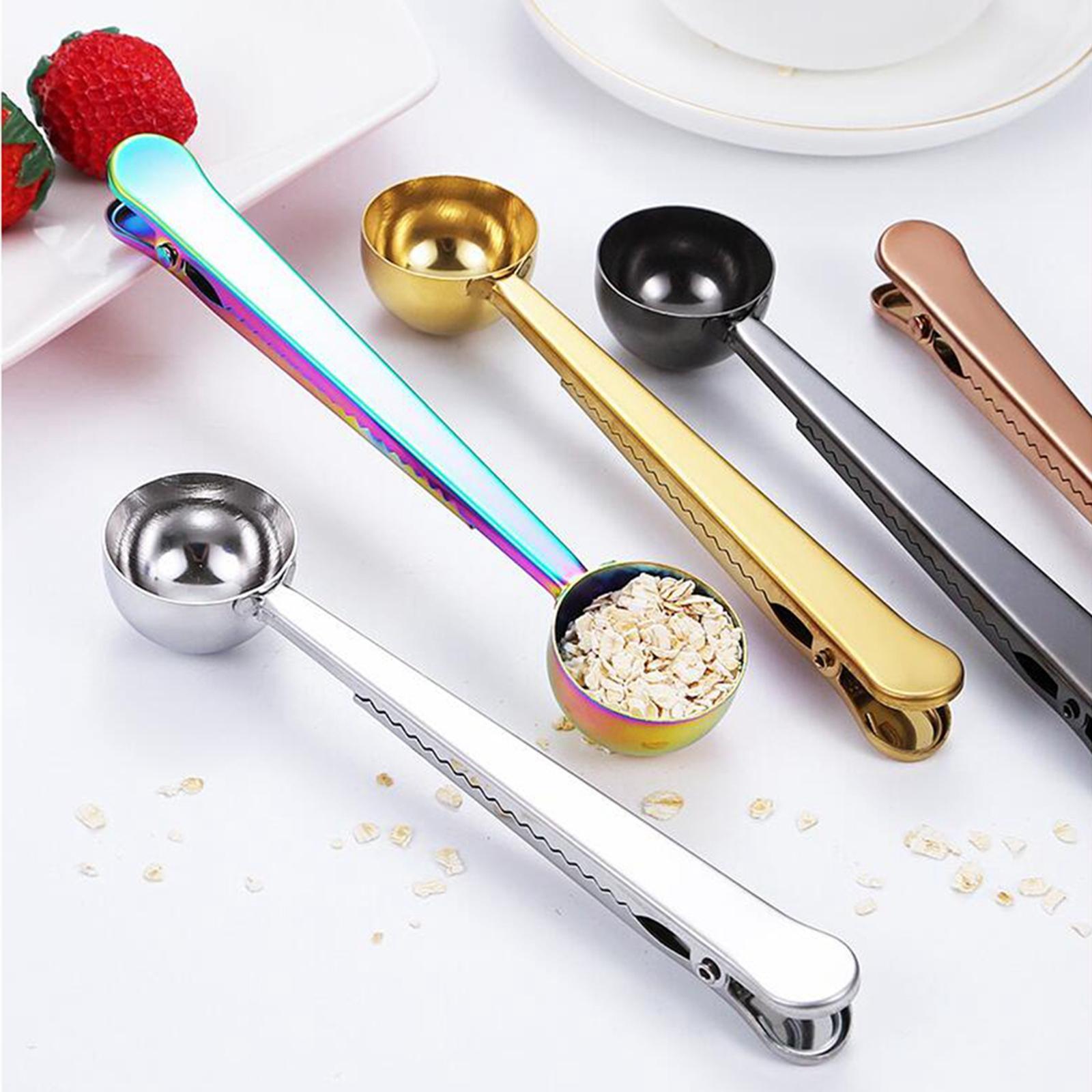2 in 1 Coffee  Bag Clip Coffee Powder Spoon Tablespoon for Milk Powder,