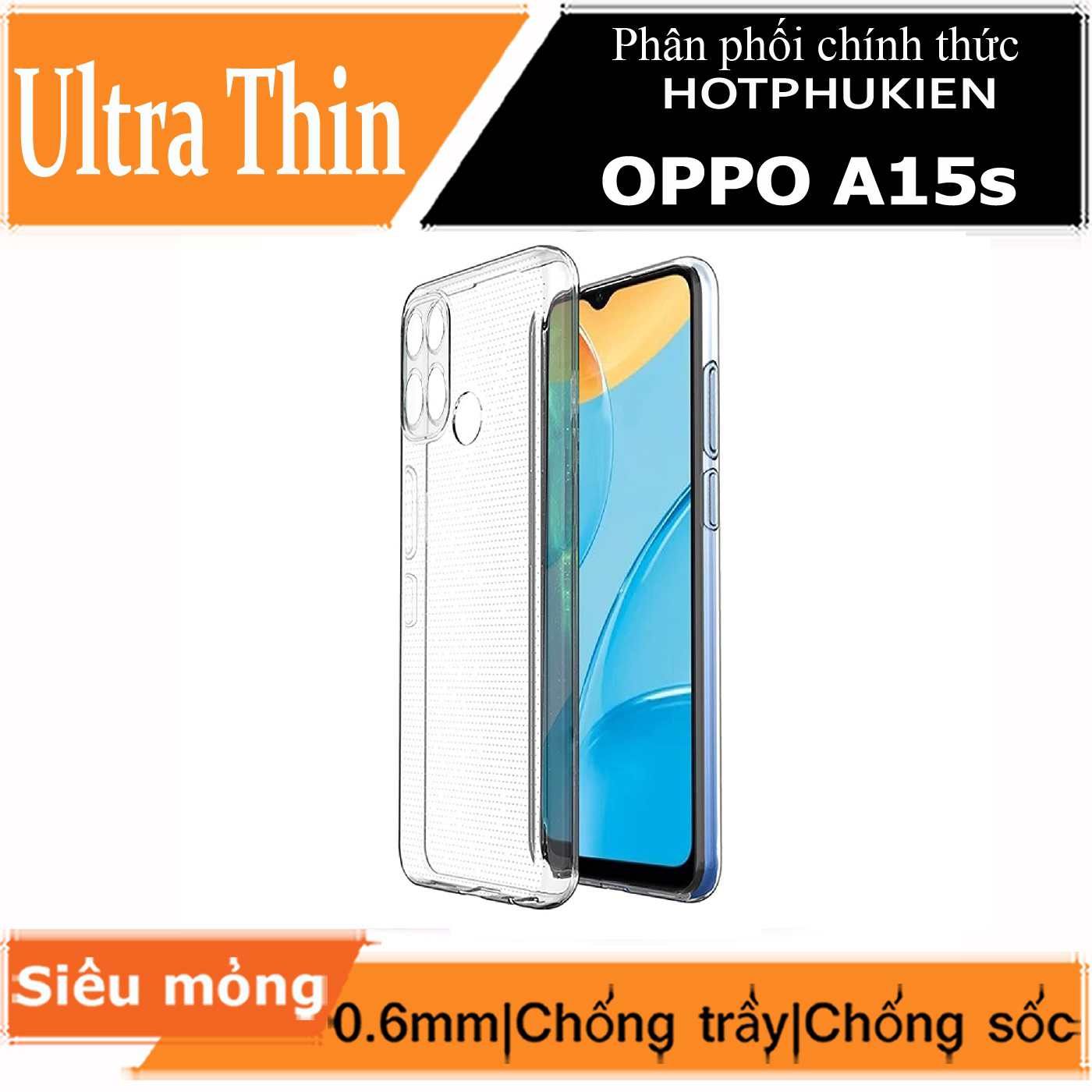 Ốp lưng silicon dẻo cho Oppo A15 / Oppo A15s hiệu Ultra Thin trong suốt mỏng 0.6mm độ trong tuyệt đối chống trầy xước - Hàng nhập khẩu