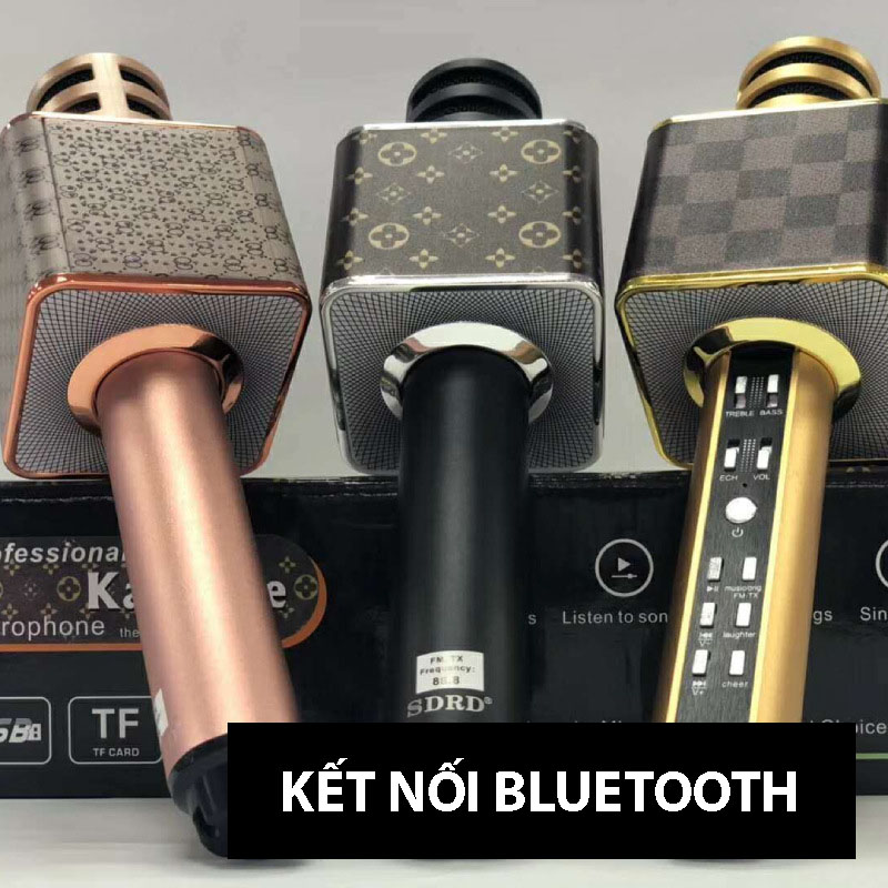 Mic Hát không dây Karaoke Floveme - SD18 Kèm Loa Bluetooth, Âm Thanh To, Trầm Ấm, Mic Bắt Giọng, Kết Nối Nhanh, Bass lớn - Hàng chính hãng