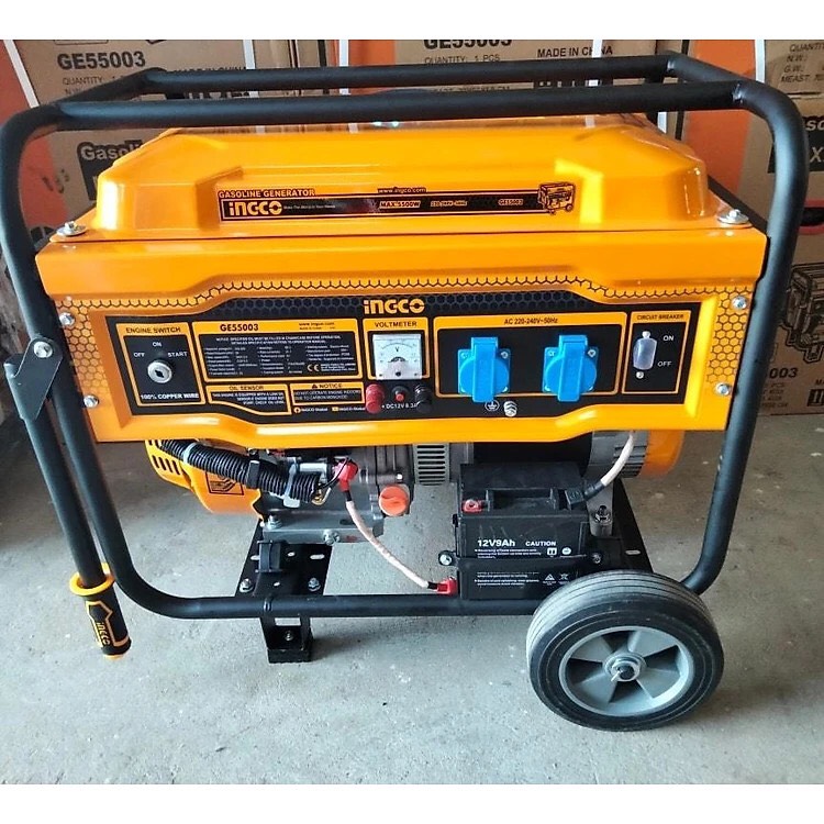 5KW Máy phát điện dây đồng dùng xăng hiệu INGCO GE55003 giật nổ + đề điện