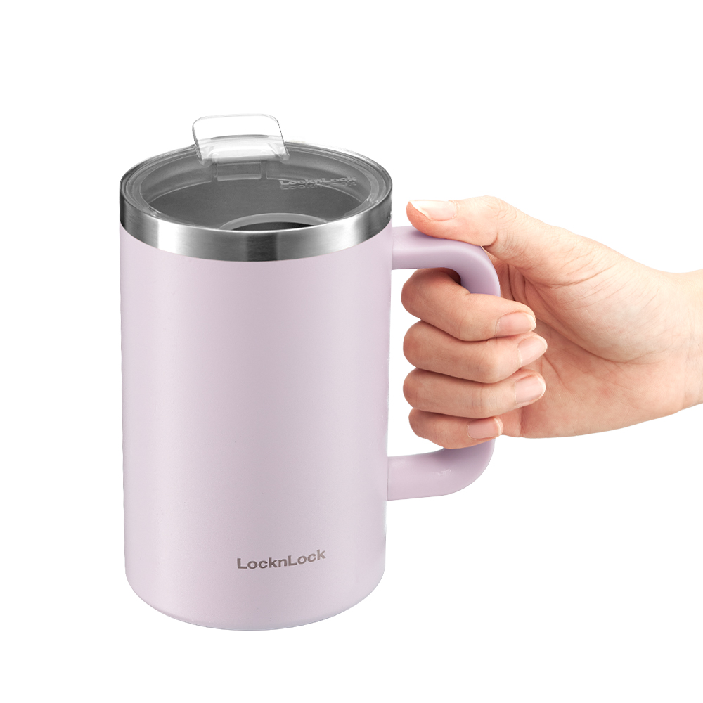 Ca giữ nhiệt Flat Table Mug LocknLock LHC4320 - Dung tích 730ml - Tay cầm thoải mái - Miệng ca rộng - Nắp trong suốt