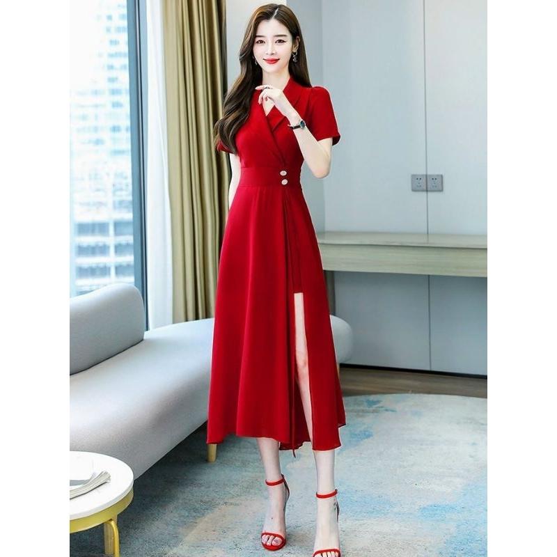 ĐẦM XÒE CỔ VEST XẺ TÀ