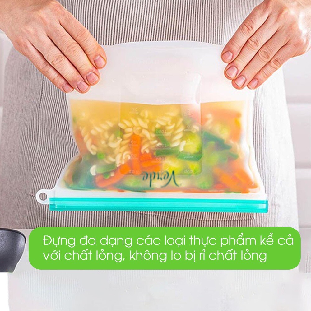 Túi silicon đựng thực phẩm Tâm Luân Verde đạt tiêu chuẩn FDA, an toàn không độc hại, sử dụng được ở nhiệt độ cao