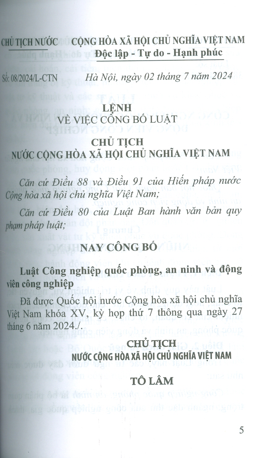 Luật Công Nghiệp Quốc Phòng, An Ninh Và Động Viên Công Nghiệp Năm 2024