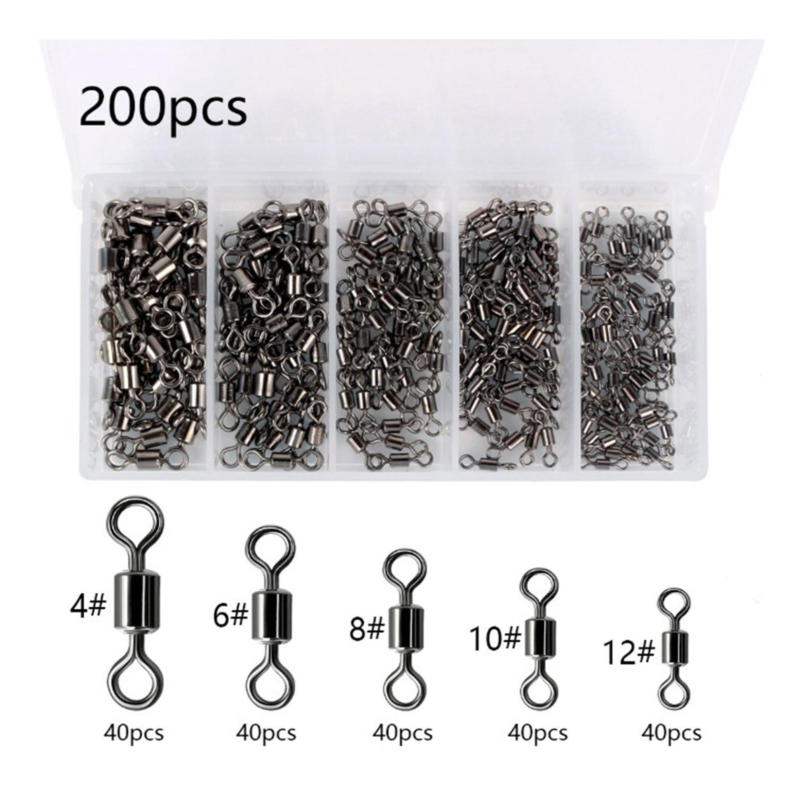 200-500pcs Fishing Rolling Barrel Swivel Connector Tackle Strong Copper Black Nickel Saltwater Fishing Swivels Hooks Lines Connect Hooks