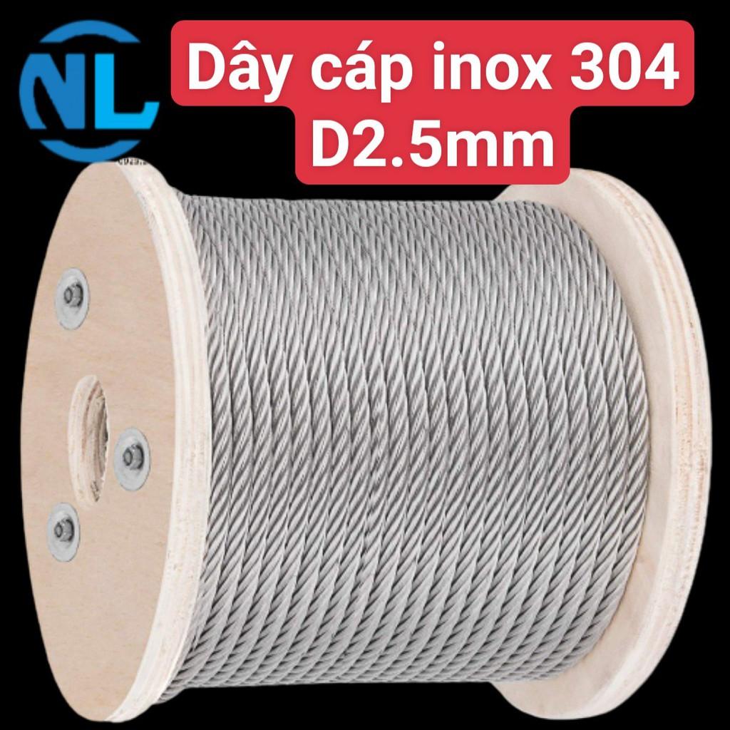 Dây cáp inox 304 đường kính 2,5mm - capthepgiasi NAM LONG CHÂU