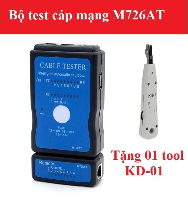 Bộ test cáp mạng RJ45,RJ11,USB đa năng M726AT + Tặng kèm Tool nhấn mạng KD-01