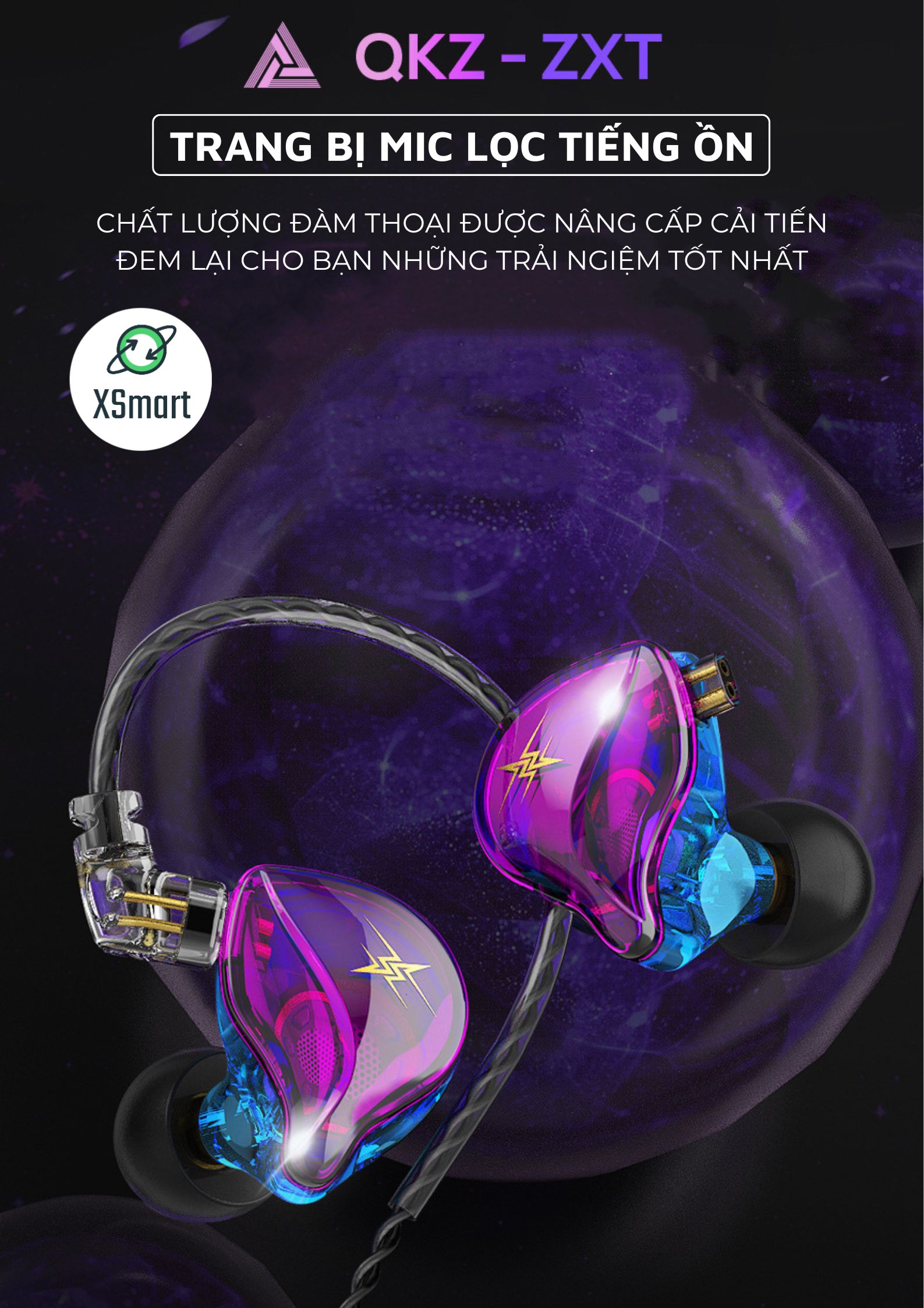 Tai Nghe Nhét Tai Chống Ồn Gaming QKZ ZXT NEW 2023 VIP BASS Âm Thanh Cực Chất-Hàng Chính Hãng