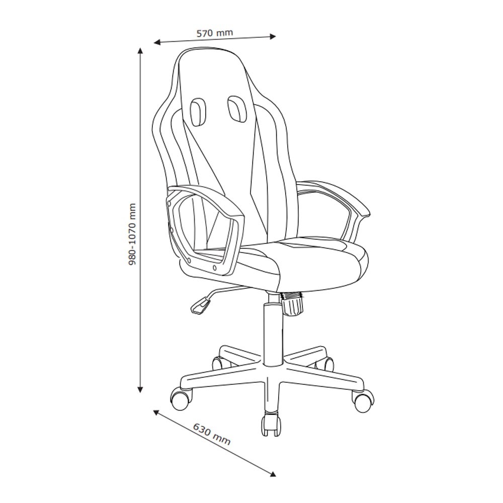 Ghế gaming | JYSK Harlev | kim loại/da PU | đen/xám | R57xS63xC97/107cm