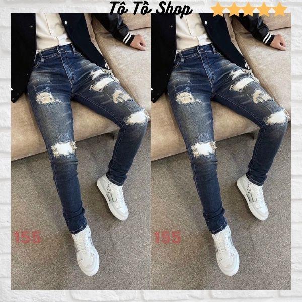 Quần Jean Nam Mẫu Mới ️️ Quần Bò Nam Rách Gối Thời Trang Chuẩn Hàng Shop Tô Tồ Shop - QJNTT7