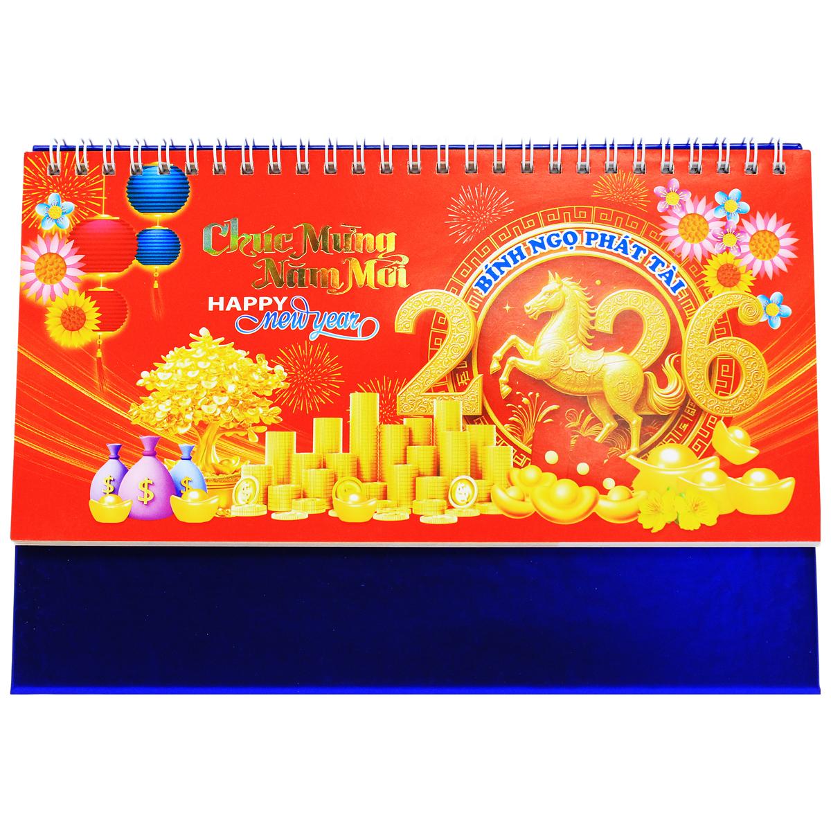 Lịch Để Bàn 2 Lò Xo - Bính Ngọ Phát Tài - NST 81B