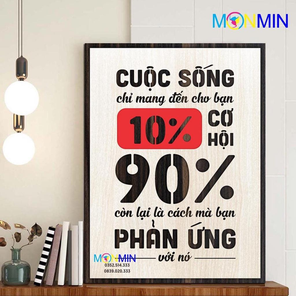 Tranh gỗ slogan tạo động lực Monmin M112 - Cuộc sống chỉ mang đến cho bạn 10% cơ hội