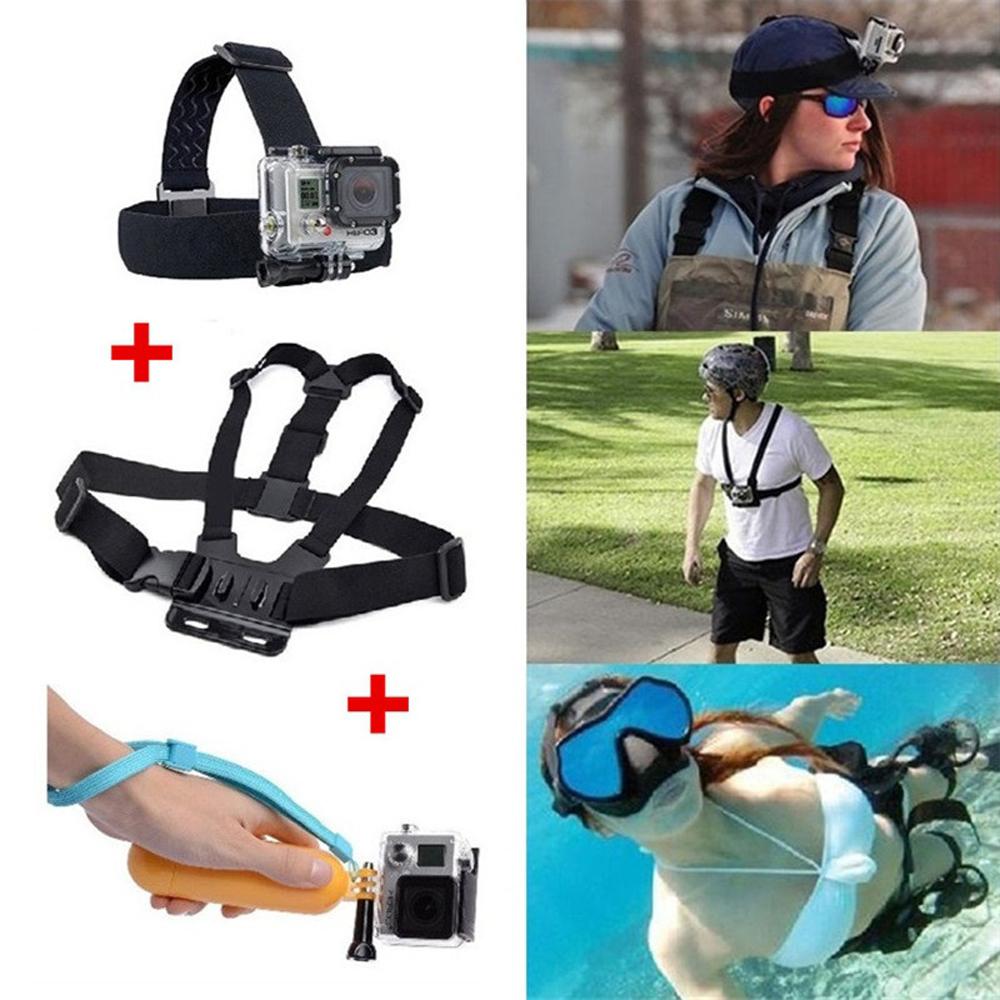 Bộ đồ ba mảnh có thể điều chỉnh Hành động cho máy ảnh Gopro Dây đeo ngực Băng đô đeo tay nổi Phụ kiện Vòng đeo đầu