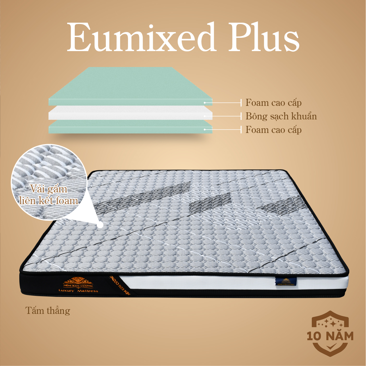 Nệm Ép Tổng Hợp Kim Cương  Thế Hệ Mới Eumixed Plus
