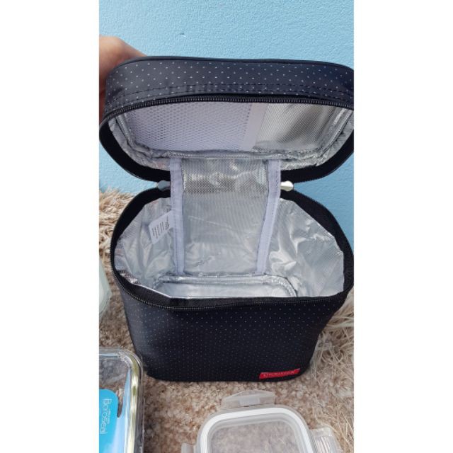 Bộ Hộp Cơm Thủy Tinh Hình Chữ Nhật Lock&Lock Glasss LLG426S4 Gồm 2 Hộp Thủy Tinh HCN LLG424 1 Hộp Thủy Tinh HCN LLG426 Và Túi Màu Đen Có Tay Xách