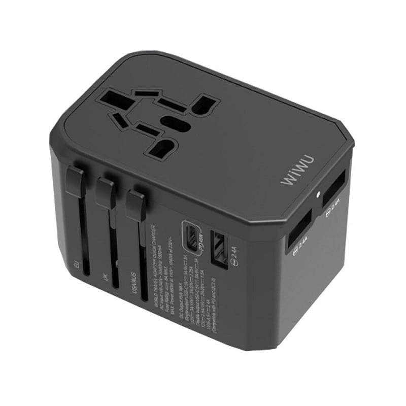 Ổ Cắm Du Lịch Đa Năng WIWU UA-304 4 IN 1 UNIVERSAL 45W - Màu đen