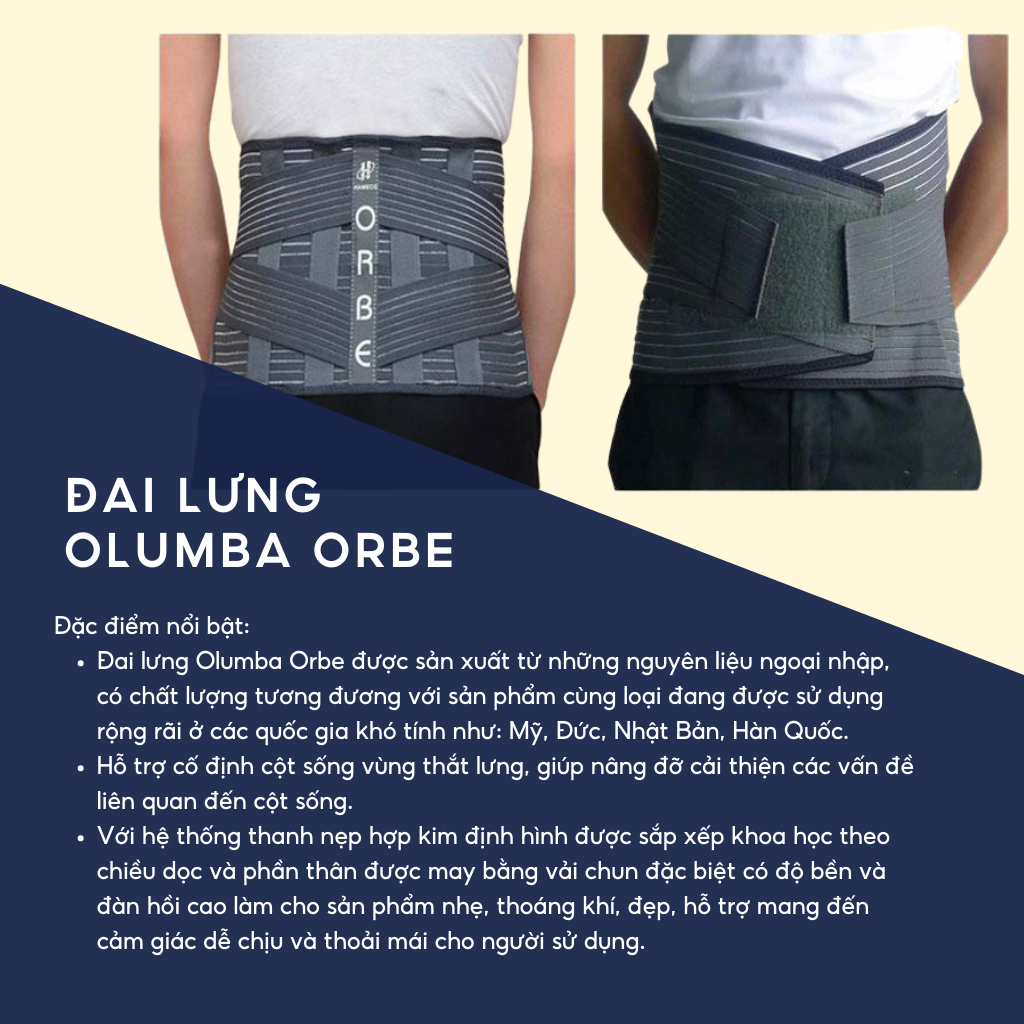 Đai lưng cao cấp Olumba Orbe chính hãng giúp giảm Thoát Vị, Thoái hóa, Đau Lưng