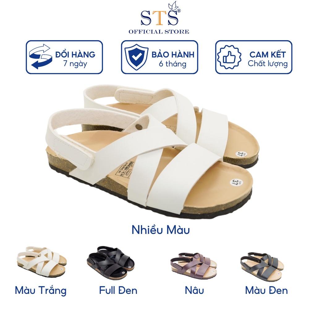 Giày Sandal Đế Trấu Nam nữ quai chéo Da Pu cao cấp xuất khẩu, mặt lót PU kem chống nước nhiều màu sắc mã KPU21
