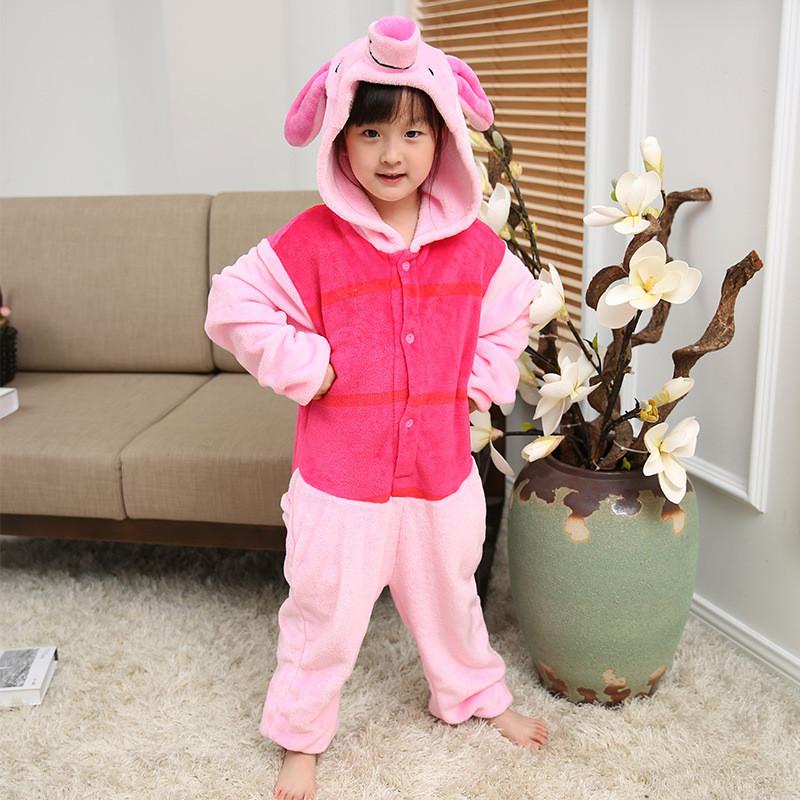 Bộ đồ ngủ hình thú heo hồng đậm 1938 liền thân lông mịn Pijama Động Vật Hoạt Hình cho trẻ em người lớn Cosplay