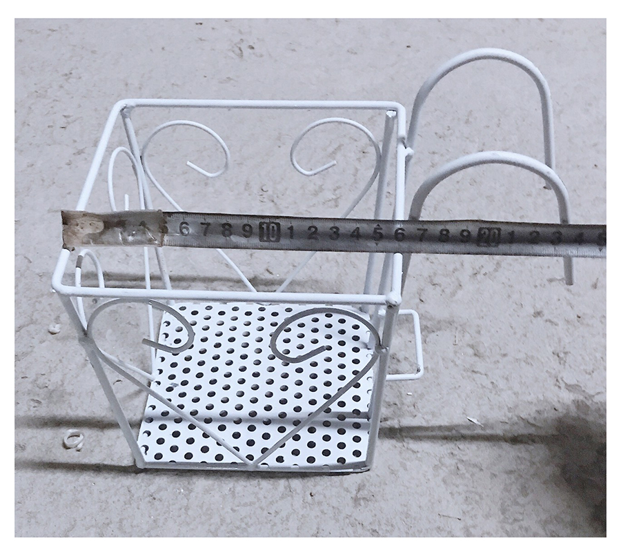 5 Giỏ Sắt 16x14cm Hình Vuông - Màu TRẮNG Treo Chậu Hoa Lan can Ban Công