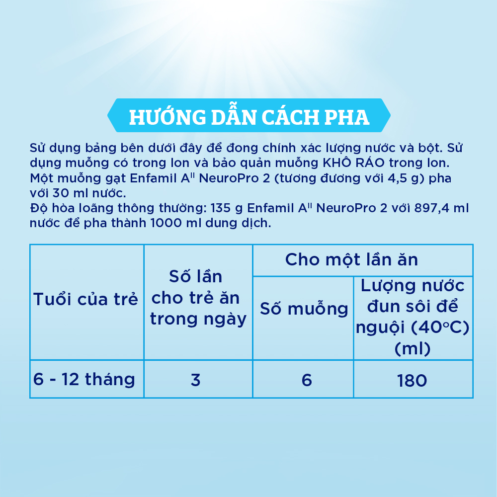 Sữa bột Enfamil A2 Neuropro 2 cho trẻ từ 6 - 12 tháng tuổi – 350g