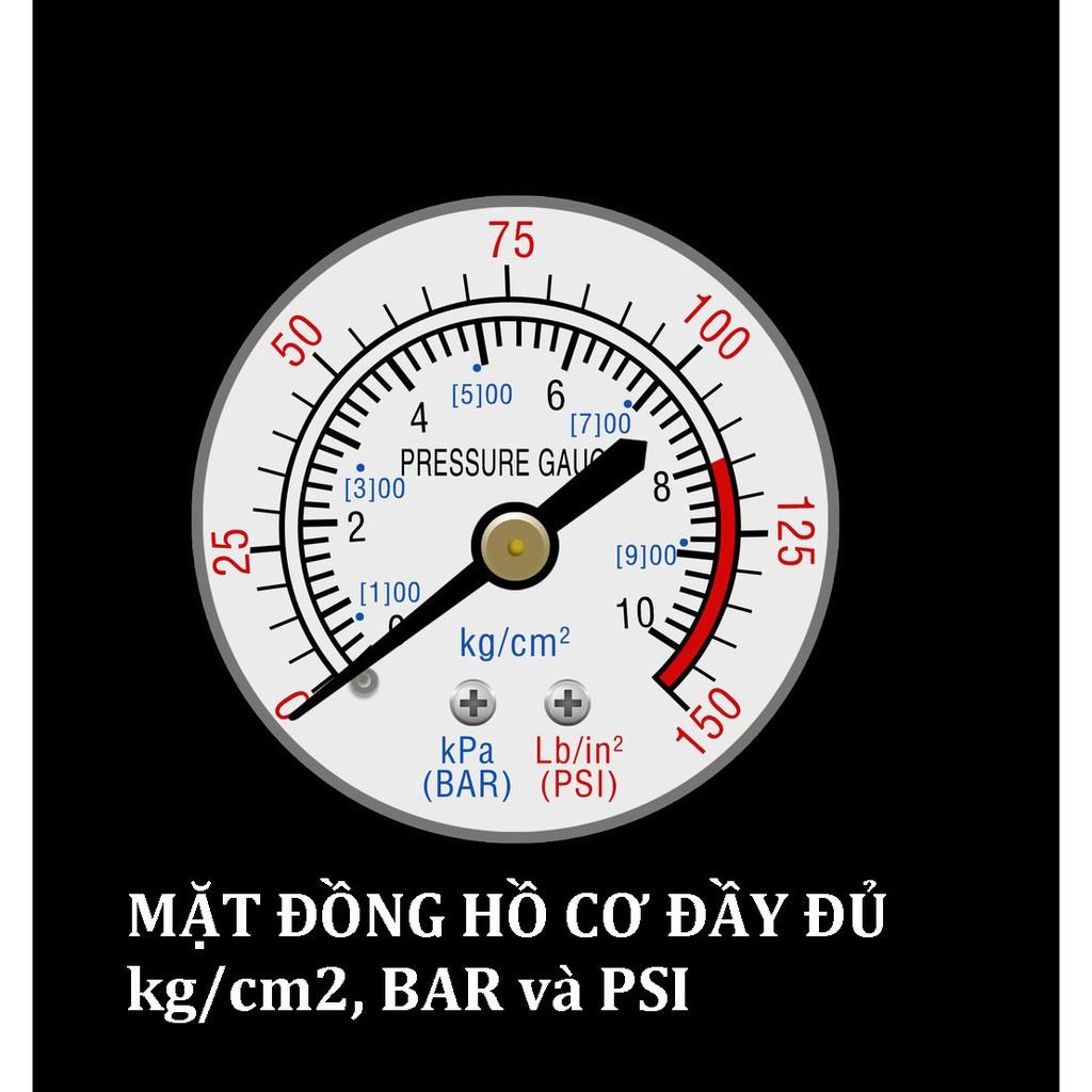 Bơm Lốp Ô Tô ĐỒNG HỒ Cơ Dung Tích XILANH LỚN Bơm Khỏe, Tích Hợp Đèn Chiếu Sáng Siêu Bền Bỉ