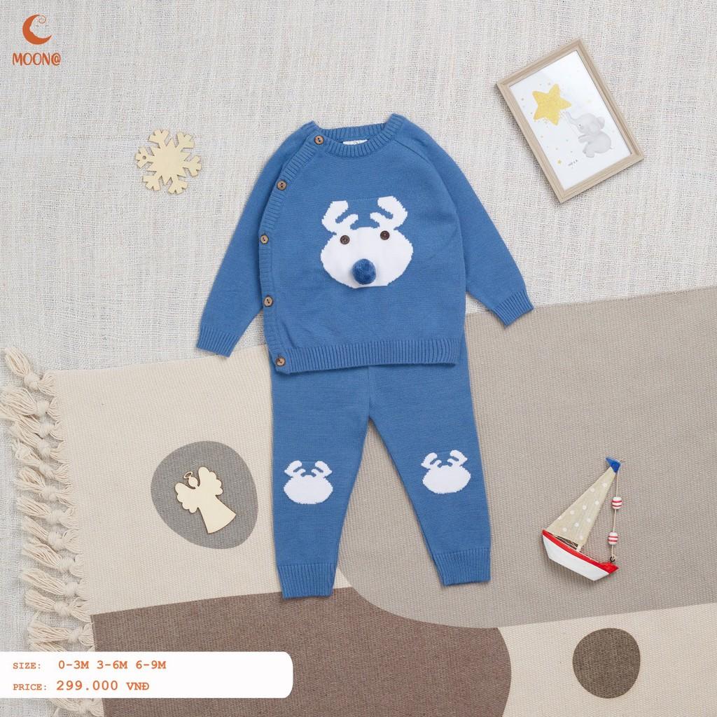 Bộ quần áo len lông cừu sơ sinh Moon size 0-9m