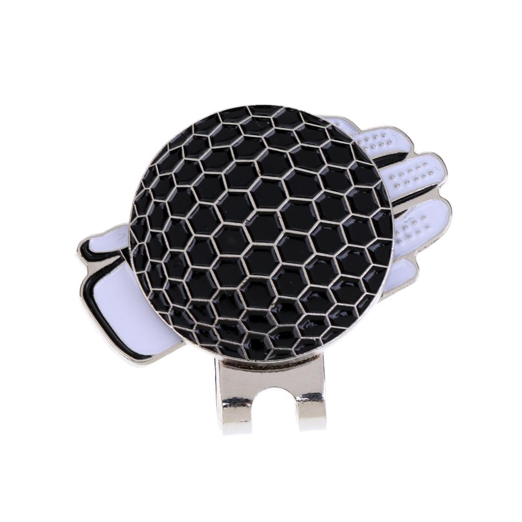 2xFunny Glove Design Golf Hat Clip with Ball Marker Golfer Gift Black