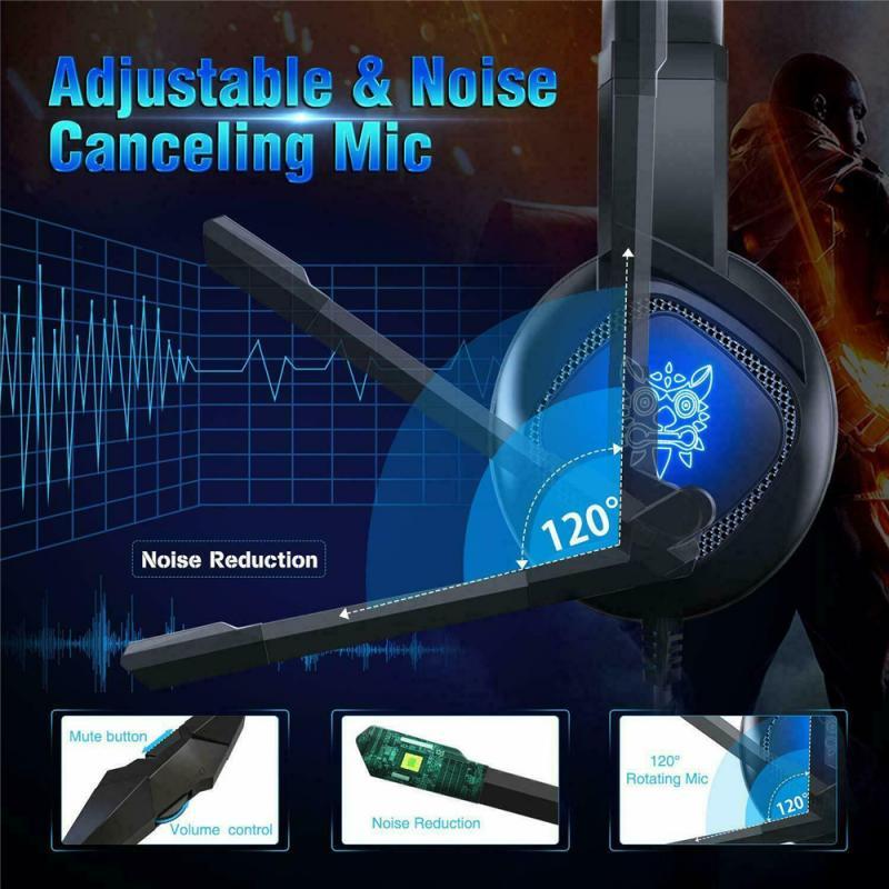 3.5Mm LED Game Thủ Tai Nghe Cho Máy Tính PS4 PS5 Fifa 21 Tai Nghe Chơi Game Bass Stereo Máy Tính Có Dây Tai Nghe mic Quà Tặng