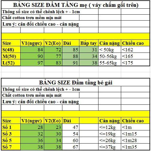 Set mẹ và bé gái màu vàng xinh tươi