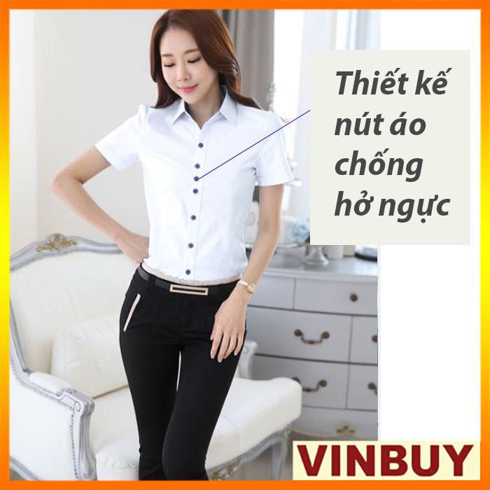Sơ mi tay ngắn nữ LULY VINBUY , áo có 3 nút chống hở ngực khi mặc áo sơ mi, bao hàng đẹp chuẩn form