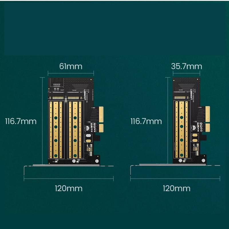 Ugreen UG70504cm302TK Card chuyển Pci-e sang M.2 NVME - M.2 SATA ( NGFF ) - HÀNG CHÍNH HÃNG