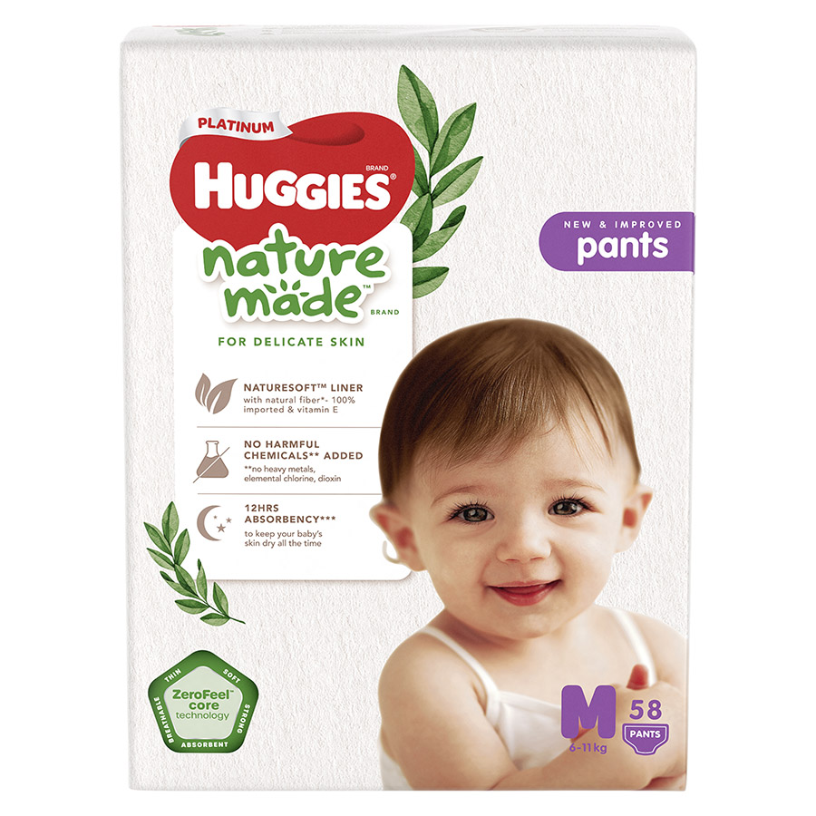 Tã Quần Siêu Cao Cấp Huggies Platinum Nature Made M58 (58 Miếng)