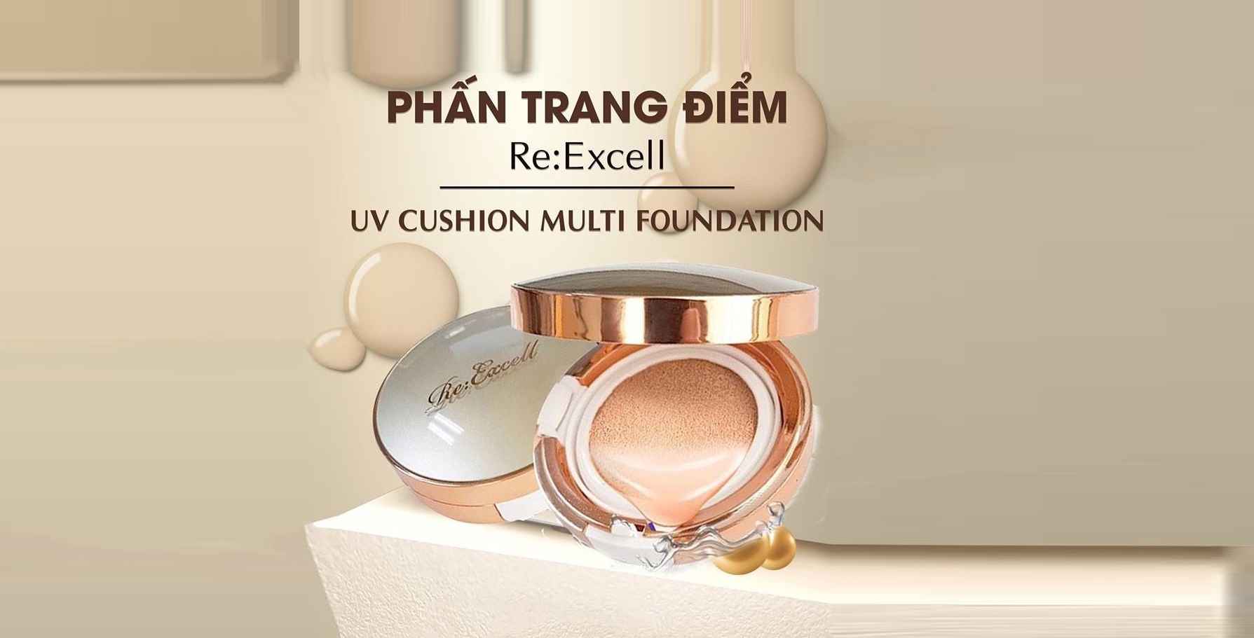 Combo 4 hộp phấn nước Hàn Quốc Re:Excell UV Cushion Multi Foundation SPF50+/PA+++ (mỗi hộp tặng kèm 1 lõi)