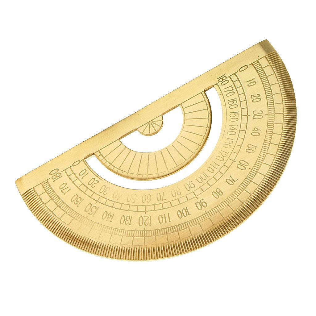 2xMini Brass Math Geometry Ruler Jewelry Measuring Tool Protractor