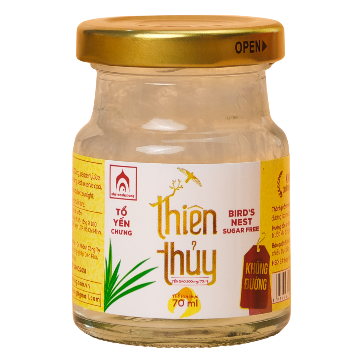 Nước Yến Sào Thiên Thủy - Vị Lá Dứa - Nhà Yến Nha Trang - Hộp 1 Lọ - Không Đường - Tổ Yến Chưng Sẵn - Nước Yến Chưng Sẵn - Hàng Chính Hãng