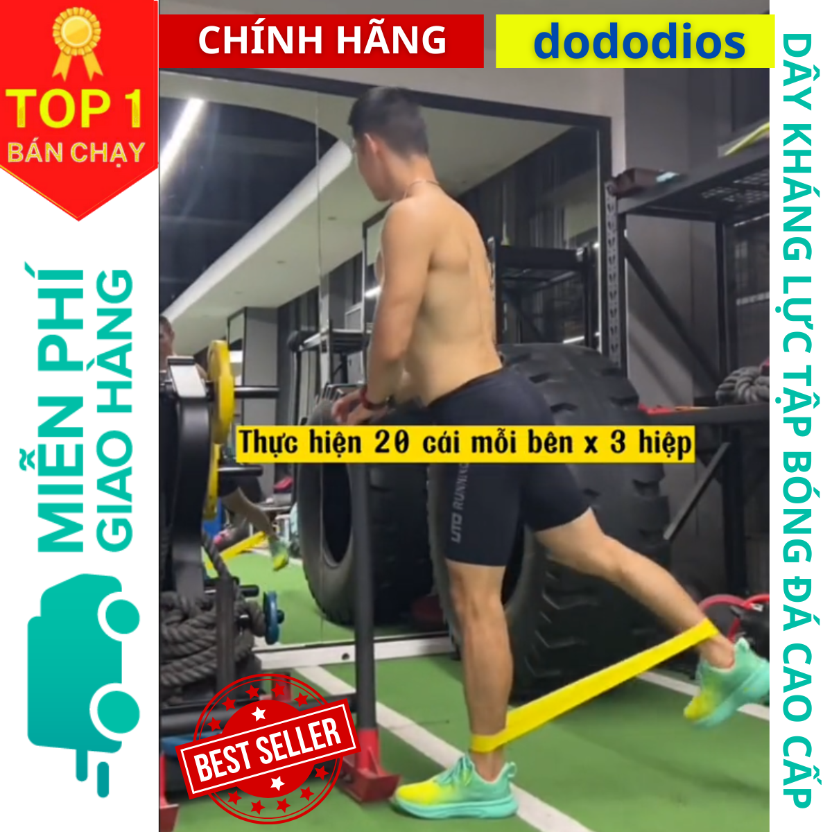 Dây cao su kháng lực tập chân mông đùi khi đá banh, tập gym - Hãng DoDoDios