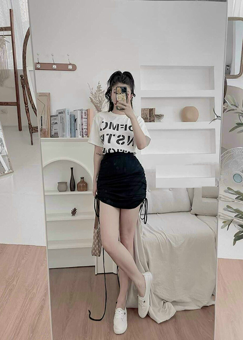 Set Áo Và Chân Váy Thun Cottons Rút Dây Xinh Xắn