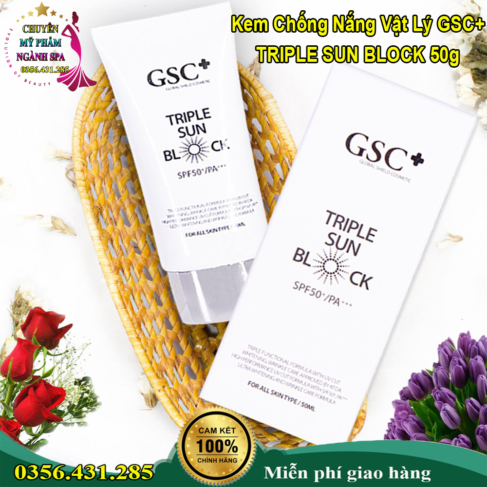 Kem chống nắng vật lý GSC TRIPLE SUN BLOCK SPF 50+/PA+++ chính hãng 50g