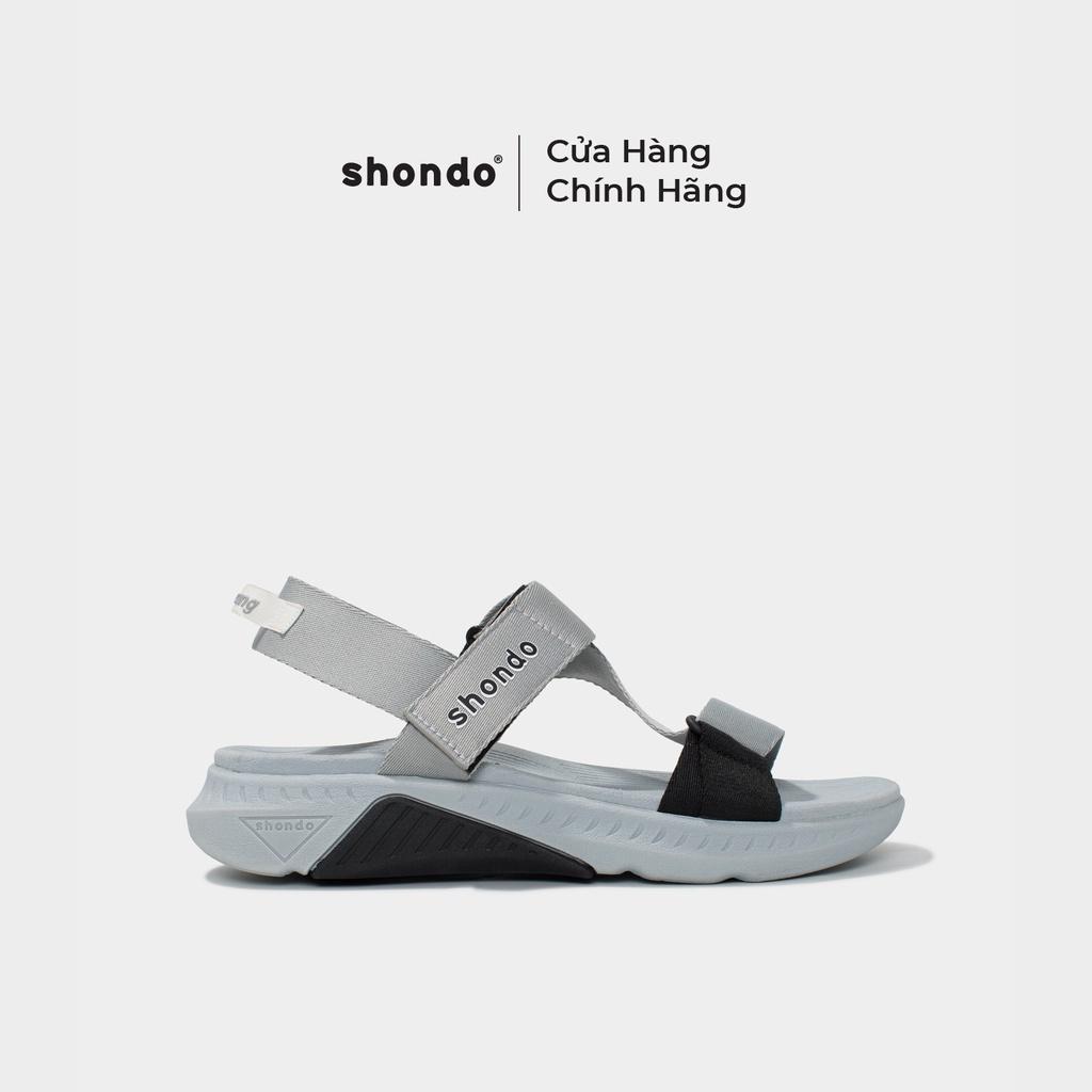 Giày Sandals Nam Nữ Shondo F7 Racing Xám Phối Đen F7R1020