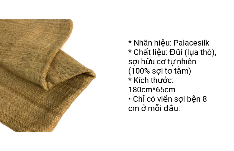 Khăn quàng cổ chất liệu đũi, 100% sợi tơ tằm, màu vàng đất, khăn handmade dùng được cho cả nam và nữ