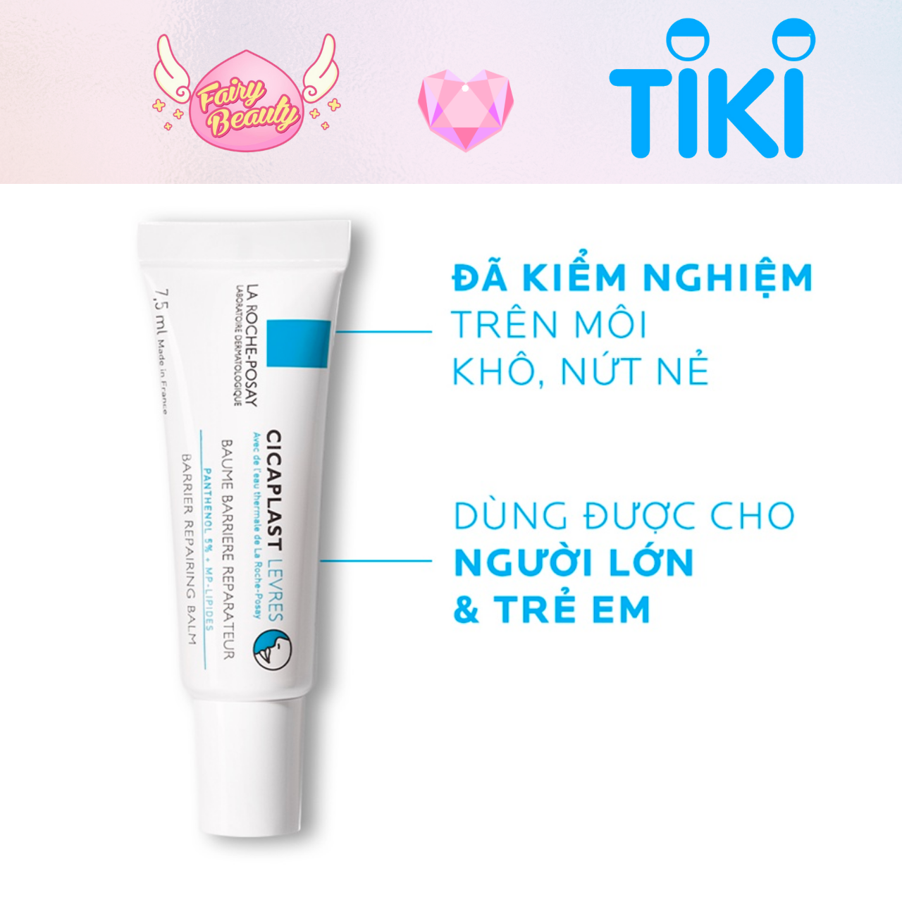 [LA ROCHE-POSAY] Kem Dưỡng Môi Giúp Phục Hồi Độ Ẩm &amp; Ngăn Nứt Nẻ Dành Cho Người Lớn Và Trẻ Em Cicaplast Levres 7.5ml