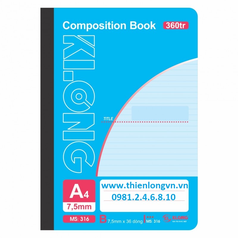 Sổ may dán gáy A4 - 360 trang; Klong 316